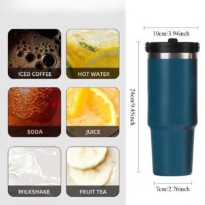 30oz Insulated Stainless Steel Tumbler with Handle | Vacuum Travel Water Bottle